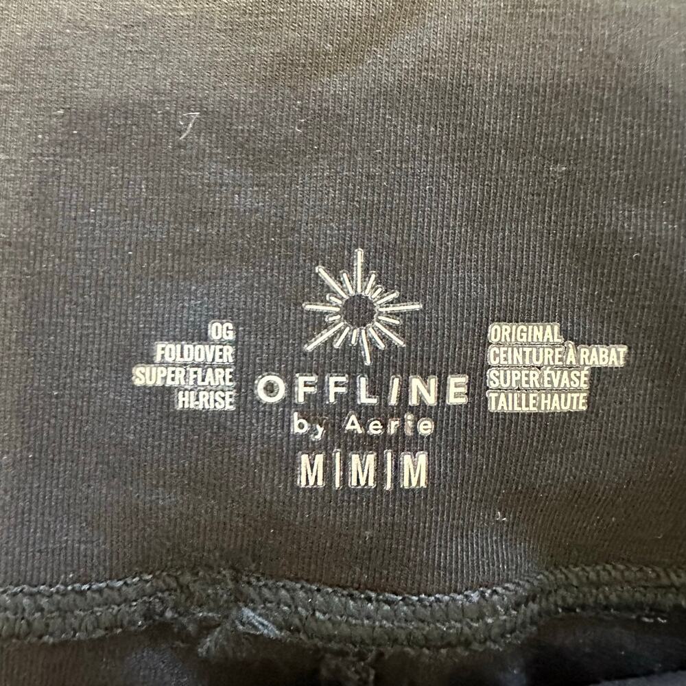 Aerie Offline OG Foldover Super Flare Hi-Rise Pants Washed Black Sz Medium NWOT - Picture 3 of 8